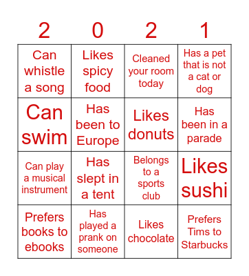 Holiday Bingo Card