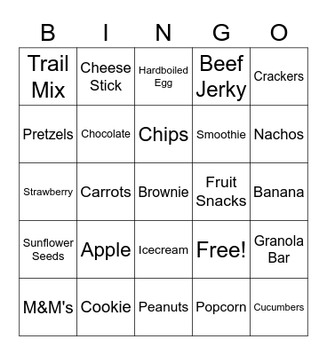 Girl Scout Snack Bingo Card