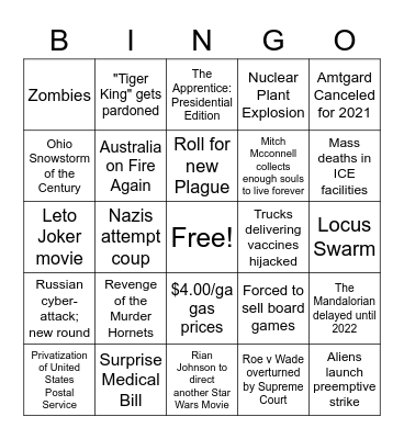 2021 Bingo Card - Aszar Bingo Card