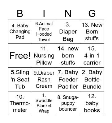 Tongtong's baby Sower Bingo Card