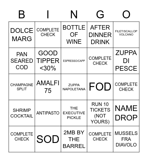 MEATBALL BINGO Card