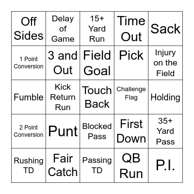 Super Bowl Birthday Bingo Card