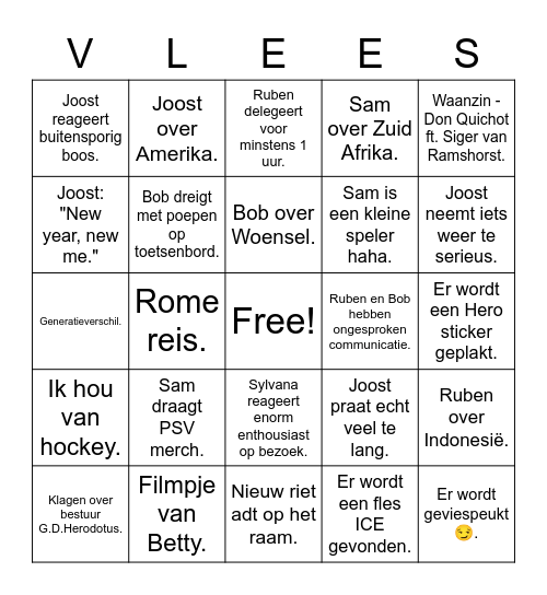 Ut Slagershuys Bingo Card