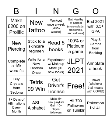 2021 Bingo Card