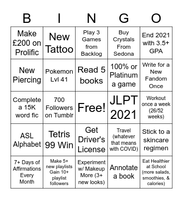 2021 Bingo Card