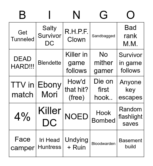 Dorrstop's DBD Bingo :) Bingo Card
