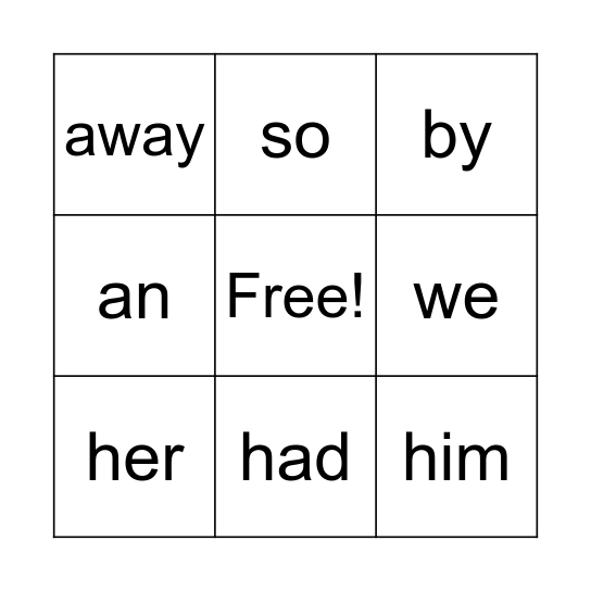 Sight Words # 9 Bingo Card