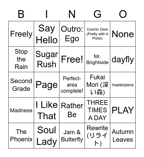 Kat's Bingo #3 Bingo Card