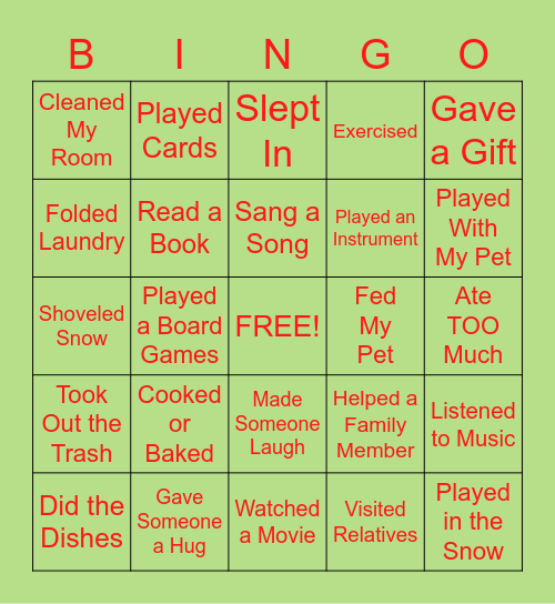 WHAT I DID OVER BREAK BINGO Card