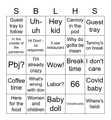 SBL bingo Card