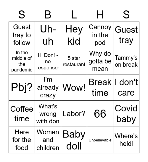 SBL bingo Card