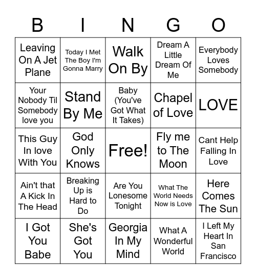 All About 60s Bingo Card