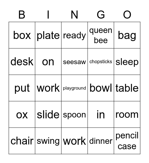 M3 words Bingo Card