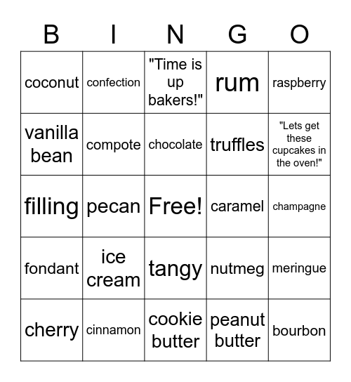 Sugar Rush BINGO! Bingo Card