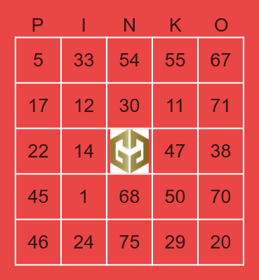 Milo Pinko Bingo Card