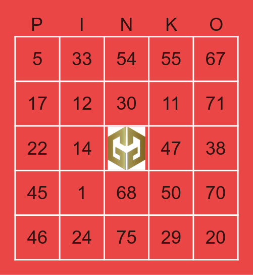 Milo Pinko Bingo Card