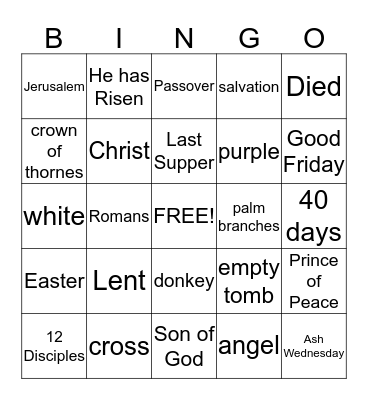 Easter Bingo Card