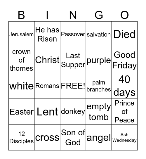 Easter Bingo Card