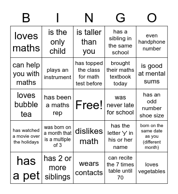 Do you know your friends? Bingo Card