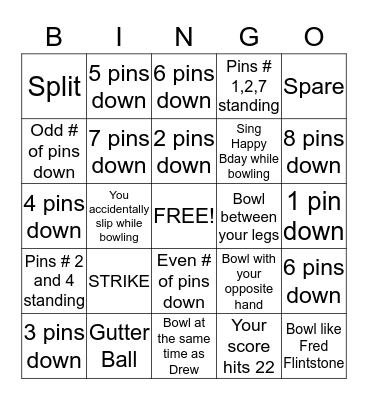 Bowling Bingo Card
