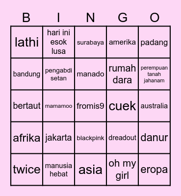 bingo punya tu Bingo Card