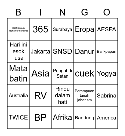 JOY Bingo Card