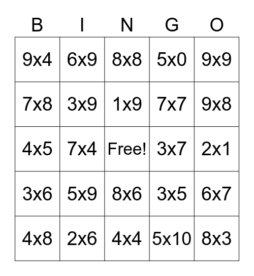 Welcome Back! Bingo Card