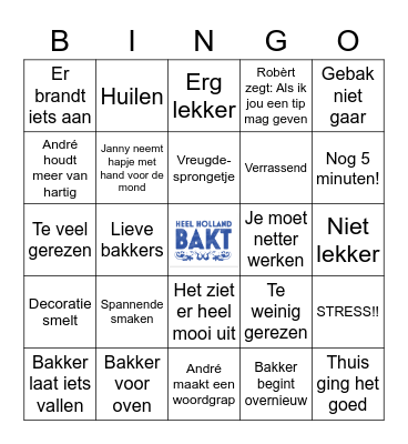 Heel Holland Bakt 2020 Bingo Card