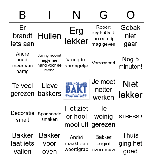 Heel Holland Bakt 2020 Bingo Card
