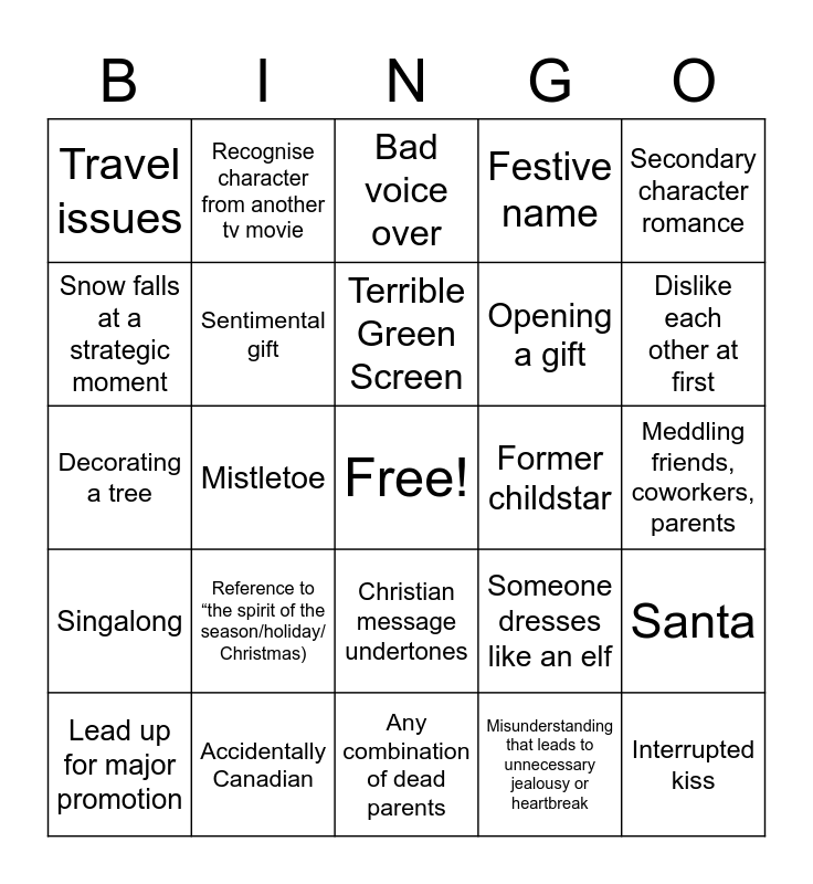 A Christmas Cruise Bingo Card