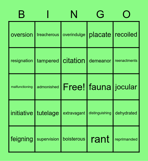 Grammar Galaxy Protostar Unit 4 Bingo Card