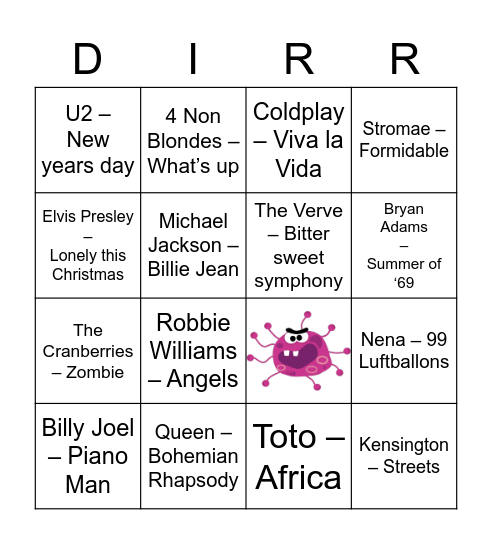 Hoofdstraat Top 2000 Bingo Card