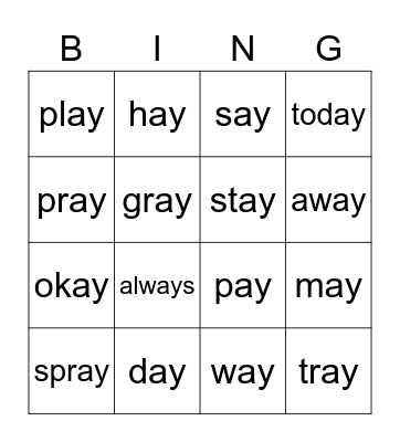 ay sounds Bingo Card