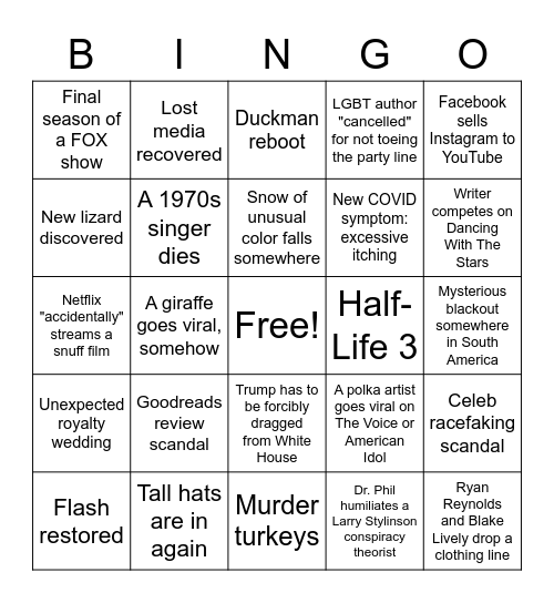 2021 Bingo Card
