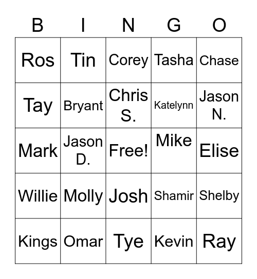 OKC BINGO Card