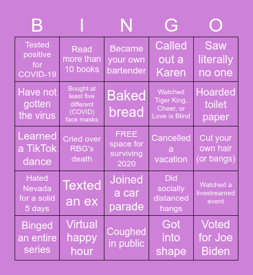 2020 Bingo Card