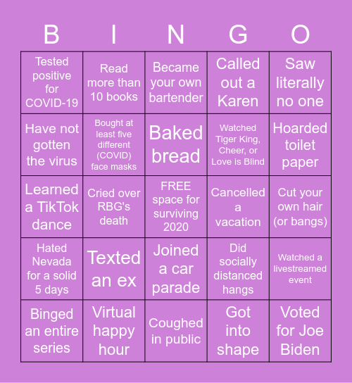 2020 Bingo Card