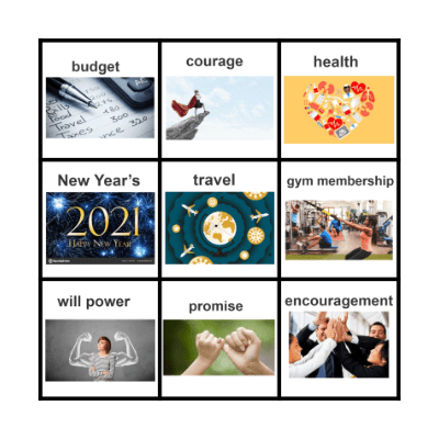 New Year Resolution Bingo Card