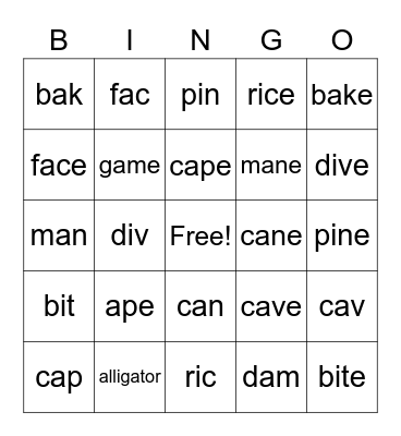 SPL-3-phonics-unit 1~4(compare) Bingo Card