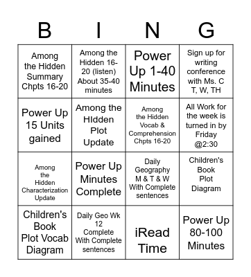 Bingo - 1Ticket Per Box (Level 3 Work) Bingo Card