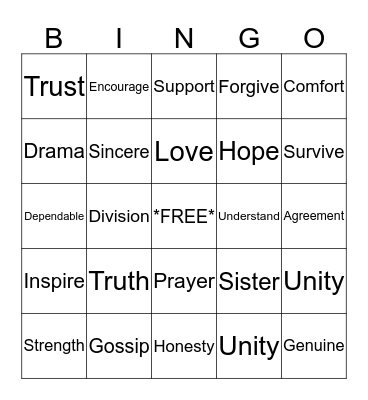 SINCERELY SISTERS Bingo Card