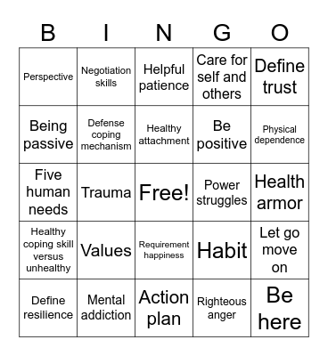 Counselling review Bingo Card