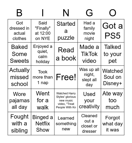 Back from Break Bingo Card