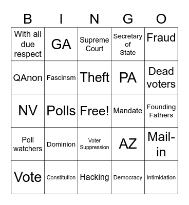 Electoral Bingo Card