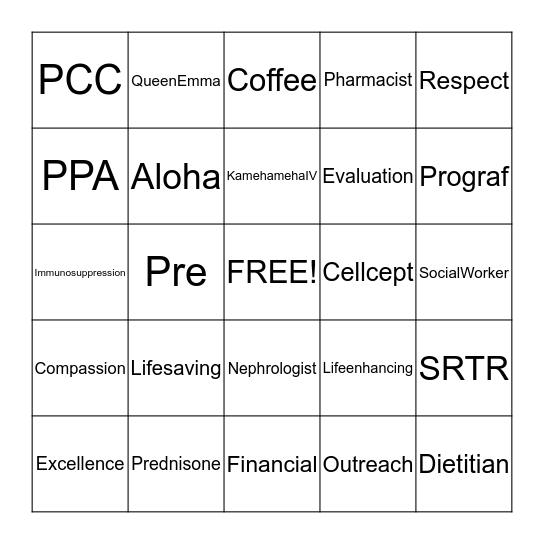 Transplan Bingo Card