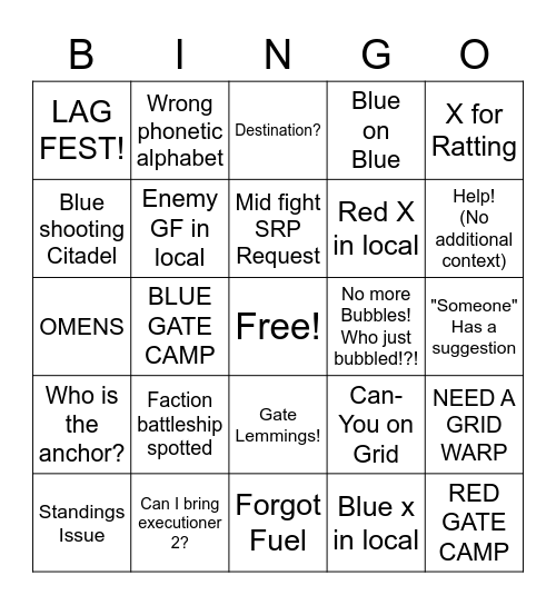 Citadel Defense Bingo Card