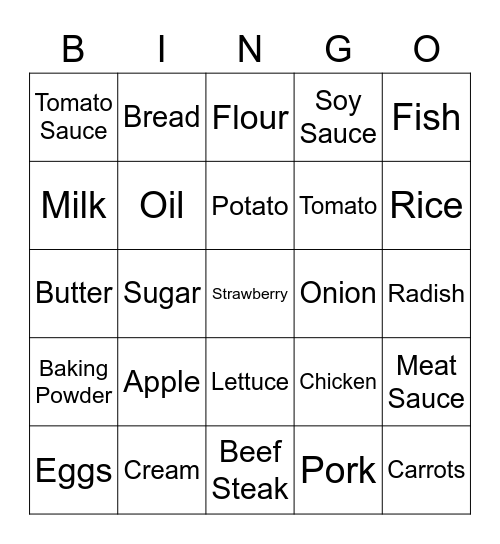 Grocery Bingo Card