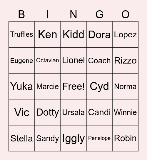 Kitty's Animal Crossing BINGO Card