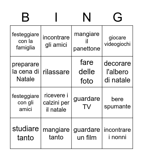 Felice Anno Nuovo Bingo Card