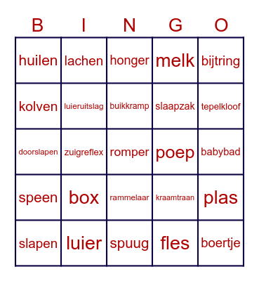 BABY Bingo Card